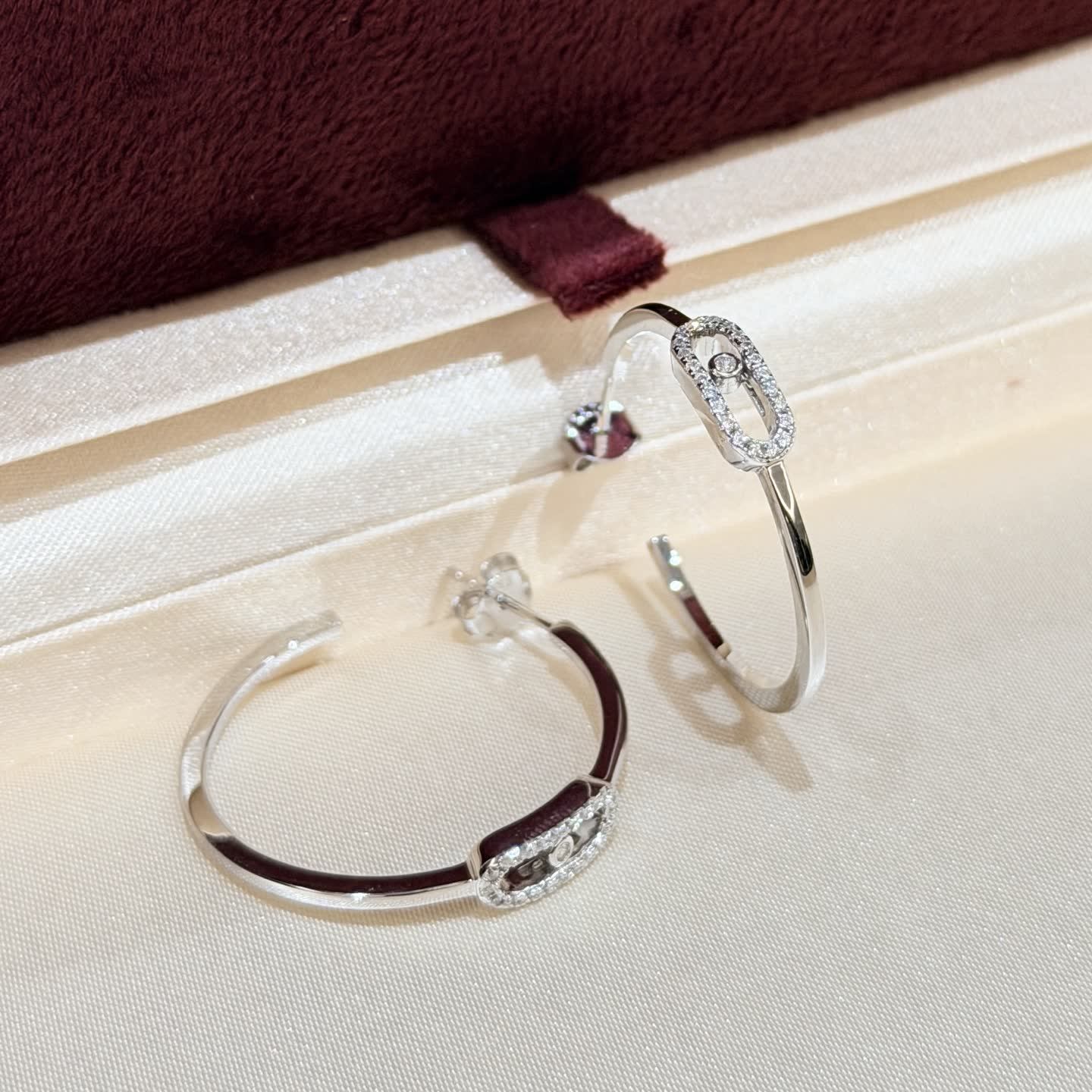 Messika Silver Hoop Earrings with Diamond Accents
