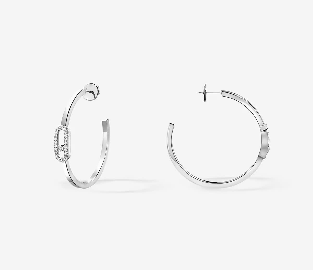 Messika Silver Hoop Earrings with Diamond Accents