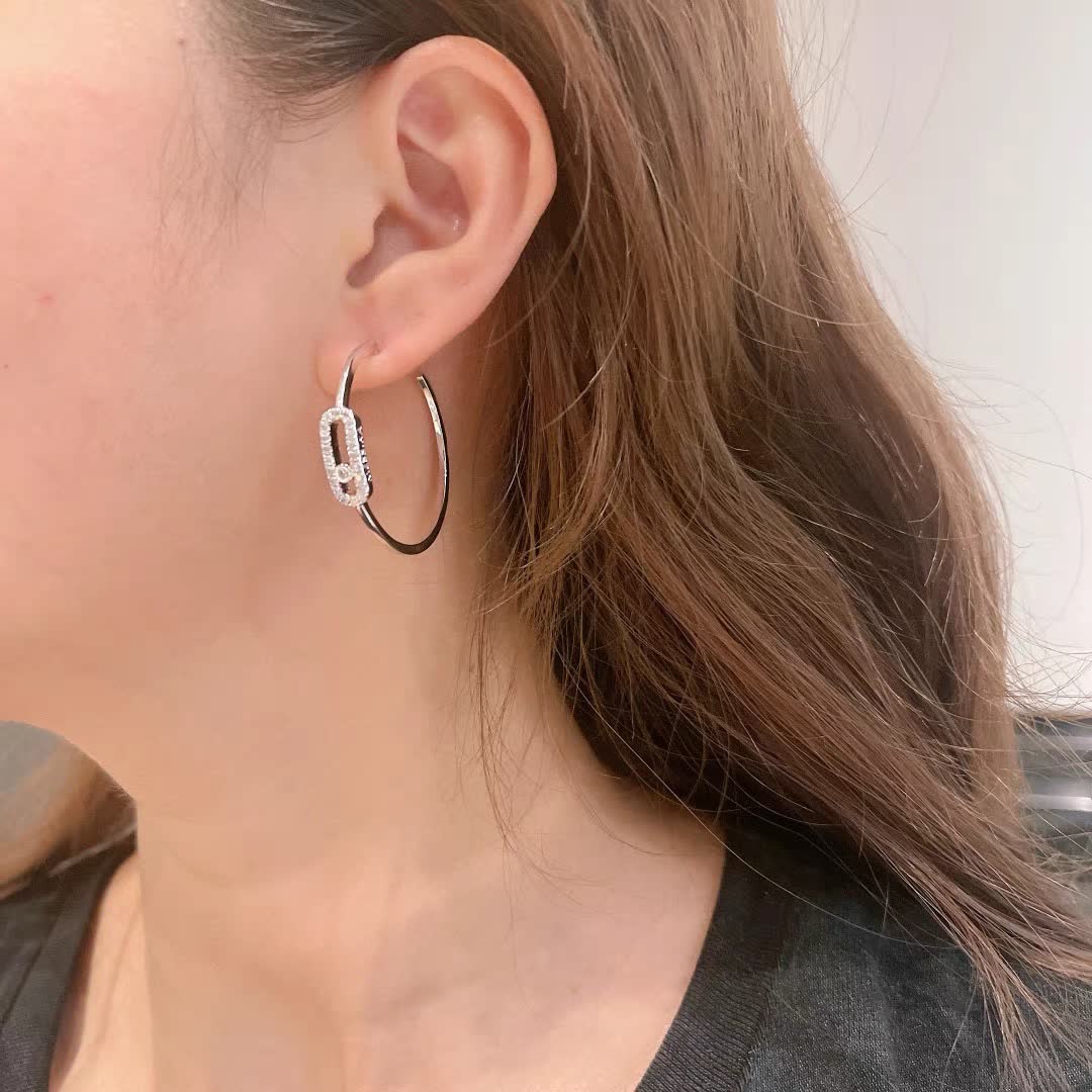 Messika Silver Hoop Earrings with Diamond Accents