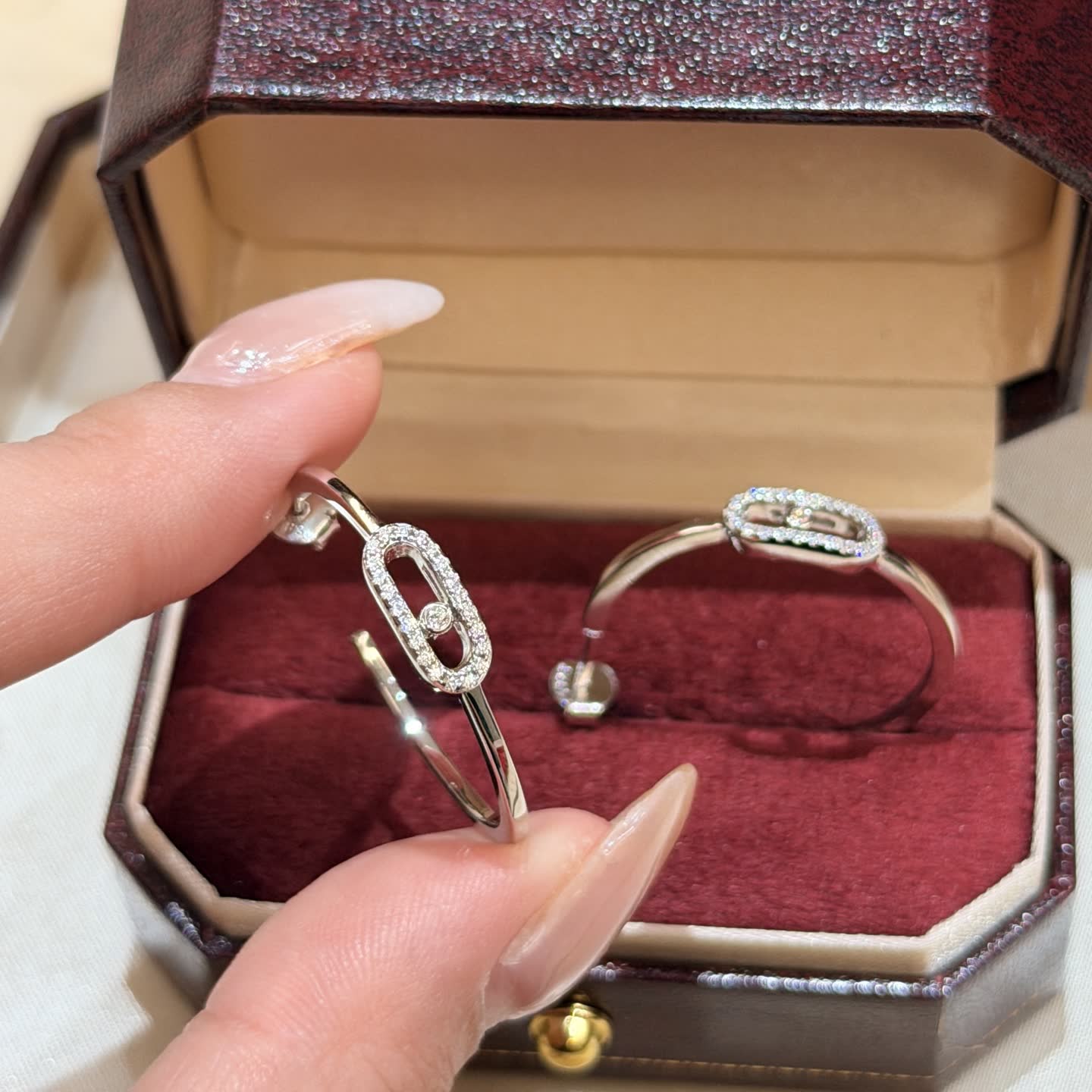 Messika Silver Hoop Earrings with Diamond Accents