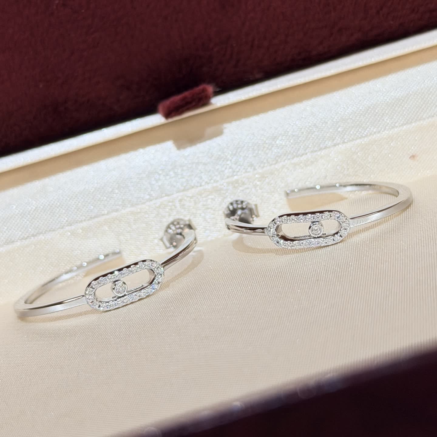 Messika Silver Hoop Earrings with Diamond Accents