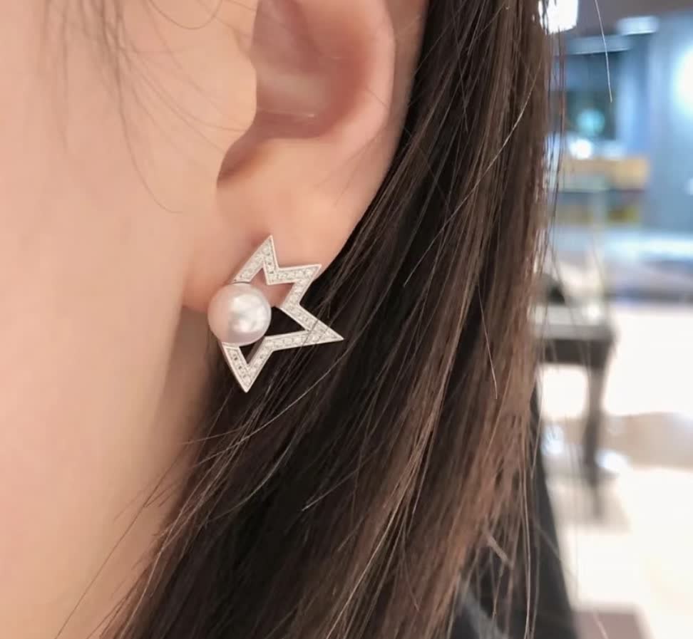 Mikimoto Star-shaped Pearl Stud Earrings