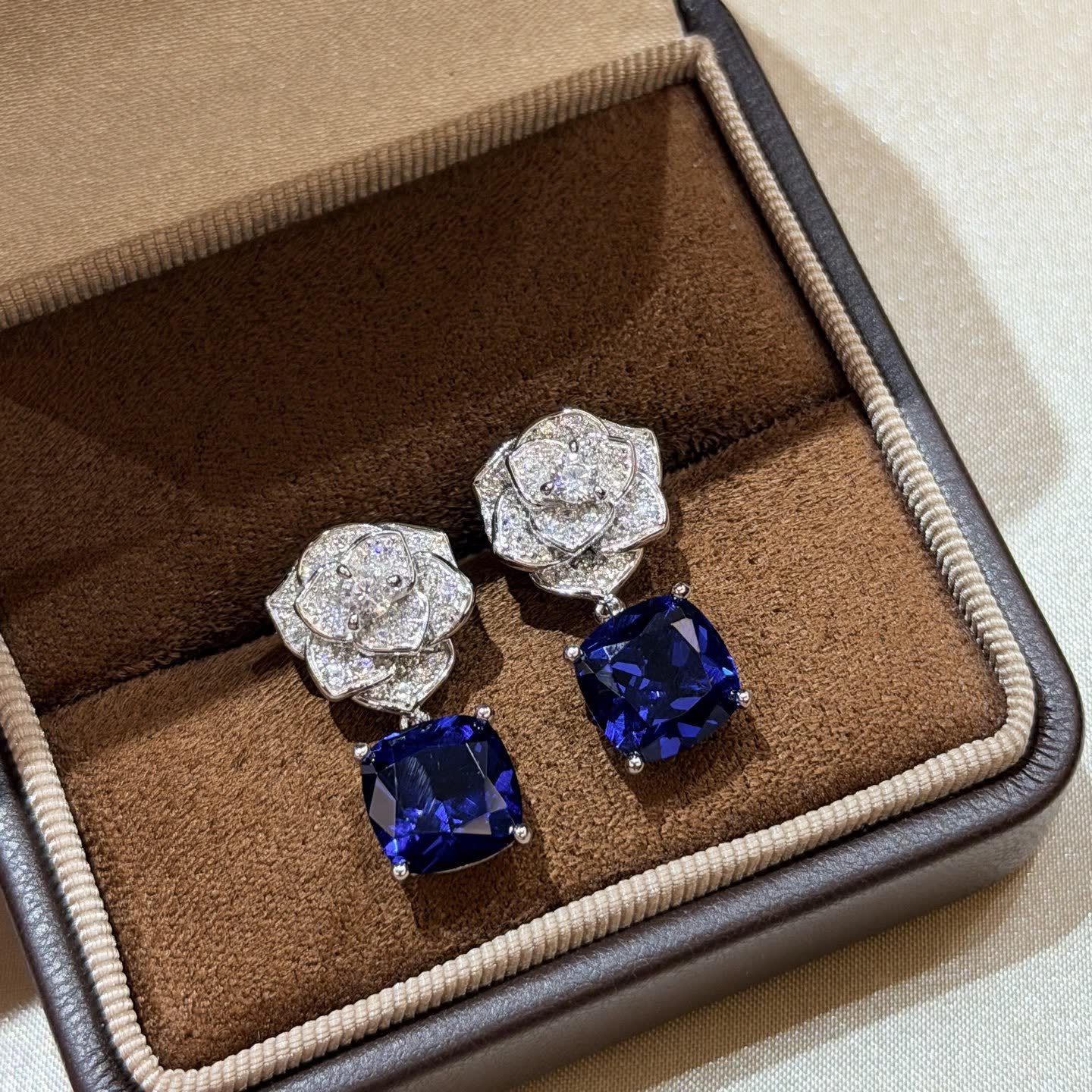 Piaget Elegant Blue Gemstone and Diamond Earrings