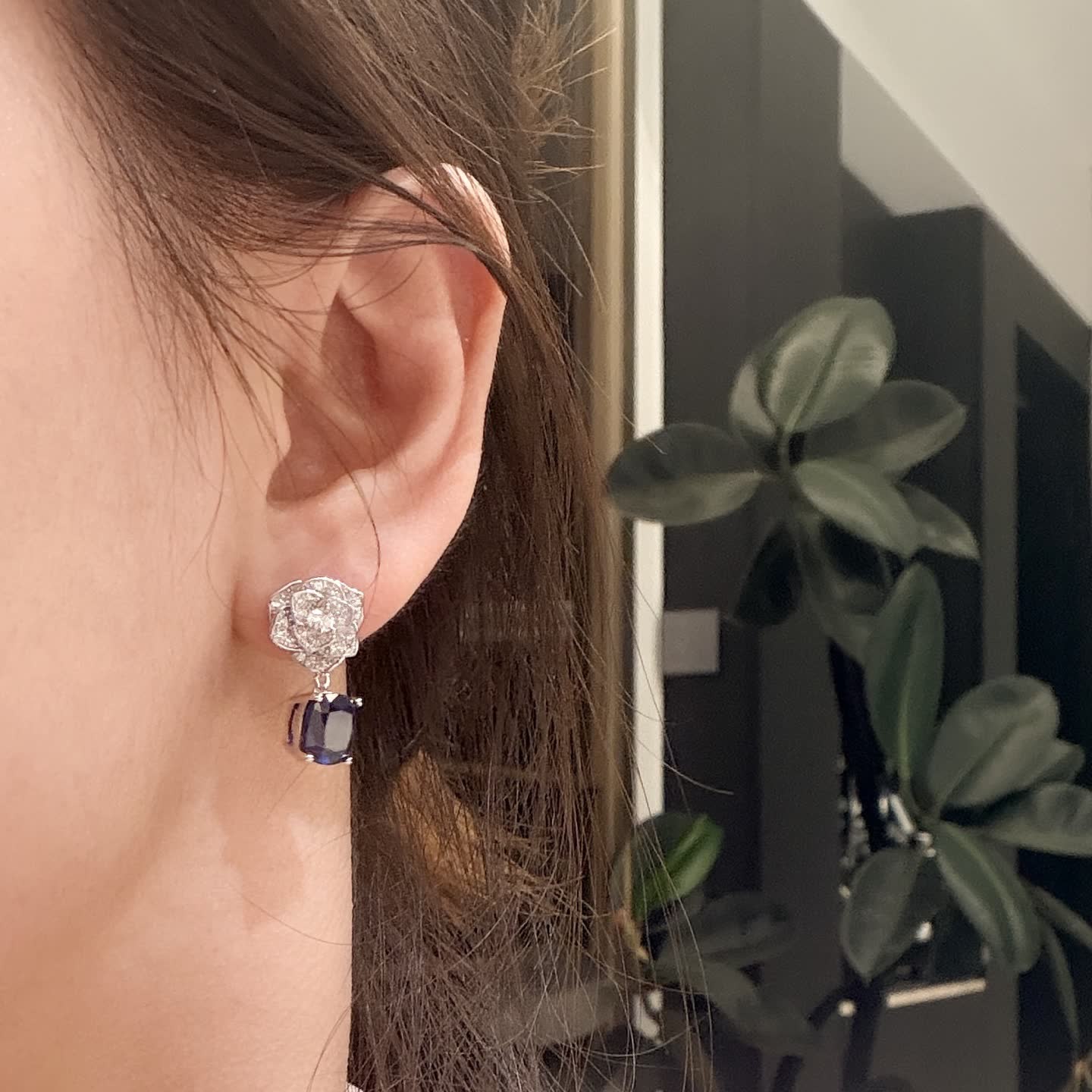 Piaget Elegant Blue Gemstone and Diamond Earrings