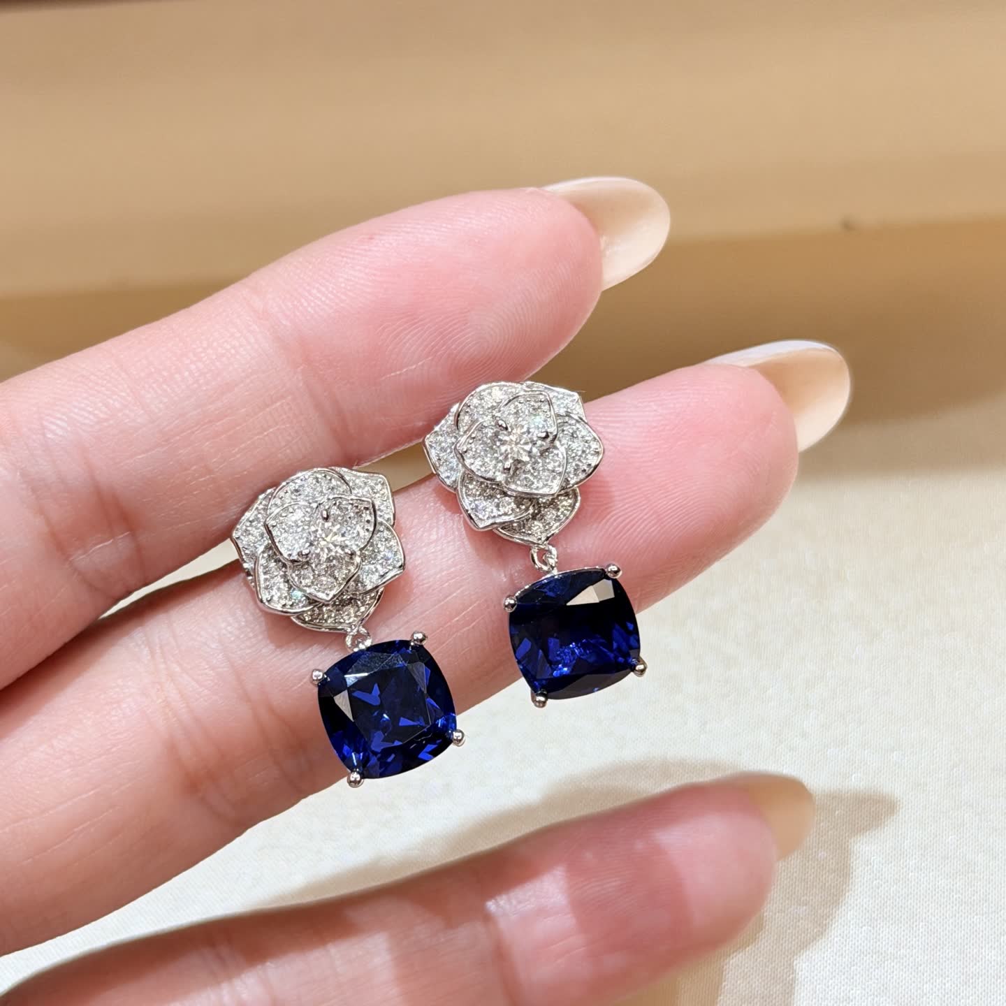 Piaget Elegant Blue Gemstone and Diamond Earrings