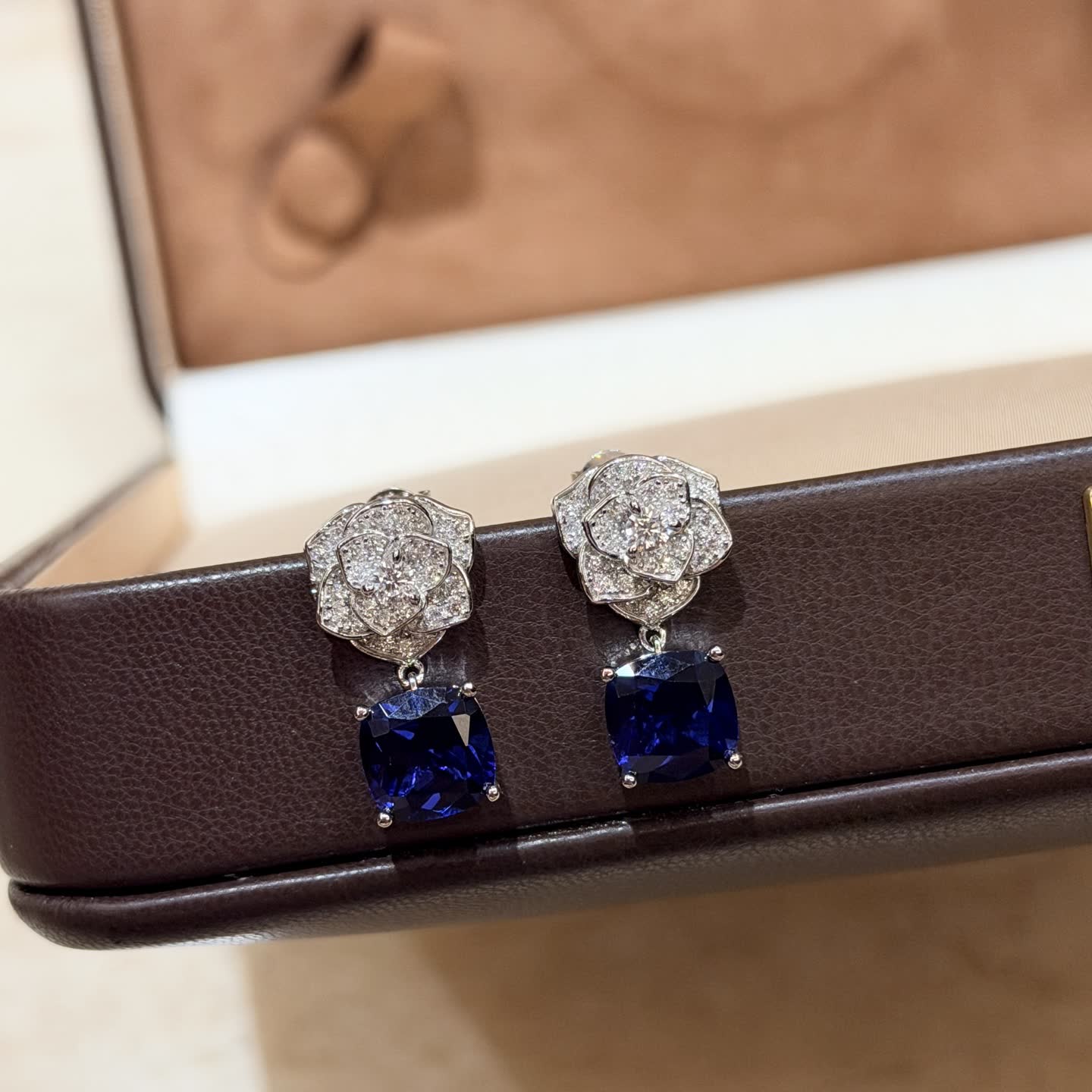 Piaget Elegant Blue Gemstone and Diamond Earrings