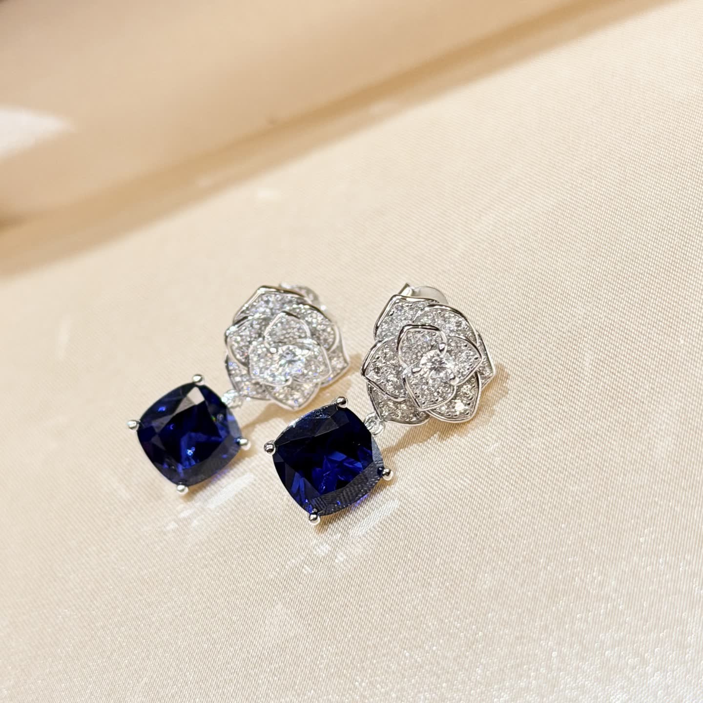 Piaget Elegant Blue Gemstone and Diamond Earrings