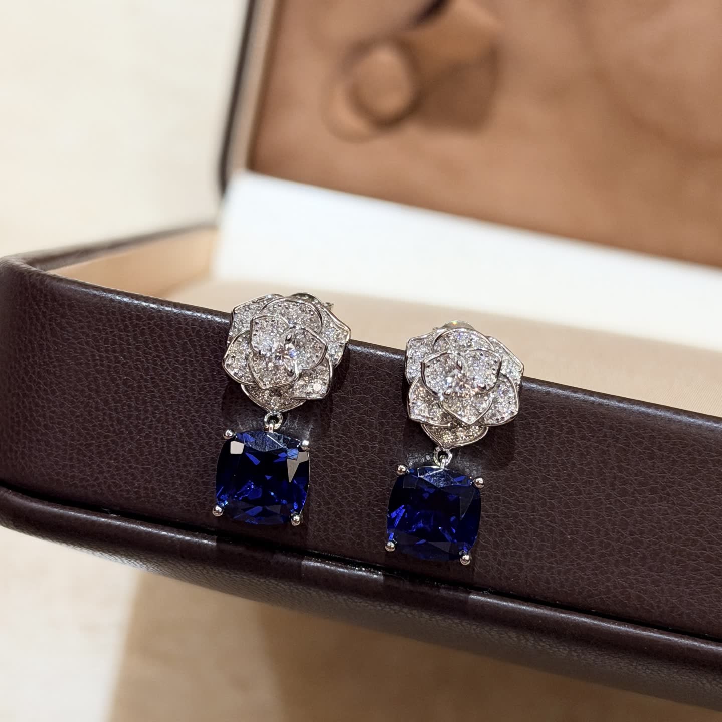 Piaget Elegant Blue Gemstone and Diamond Earrings