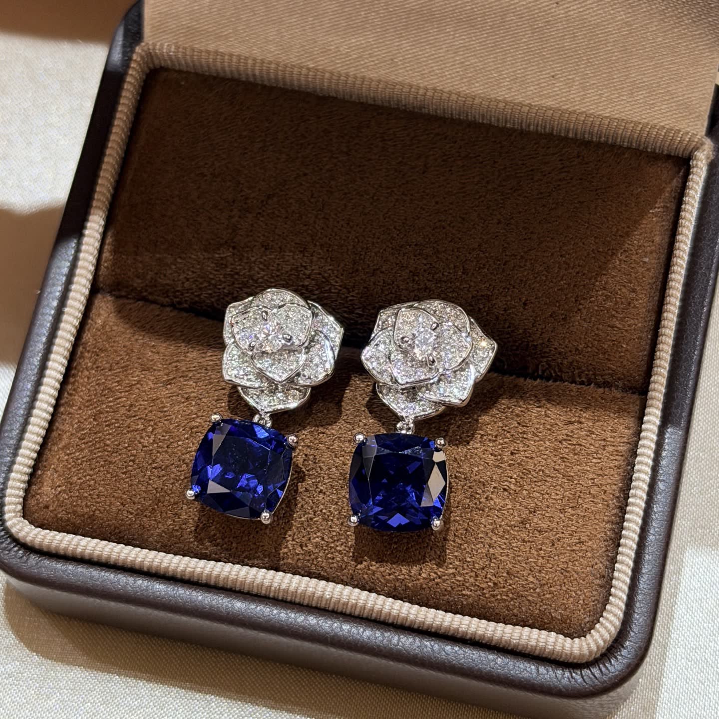 Piaget Elegant Blue Gemstone and Diamond Earrings