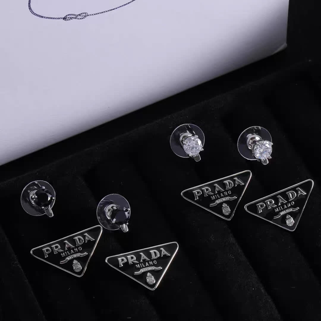 Prada Milano Logo Stud Earrings Prada Milano Logo Stud Earrings