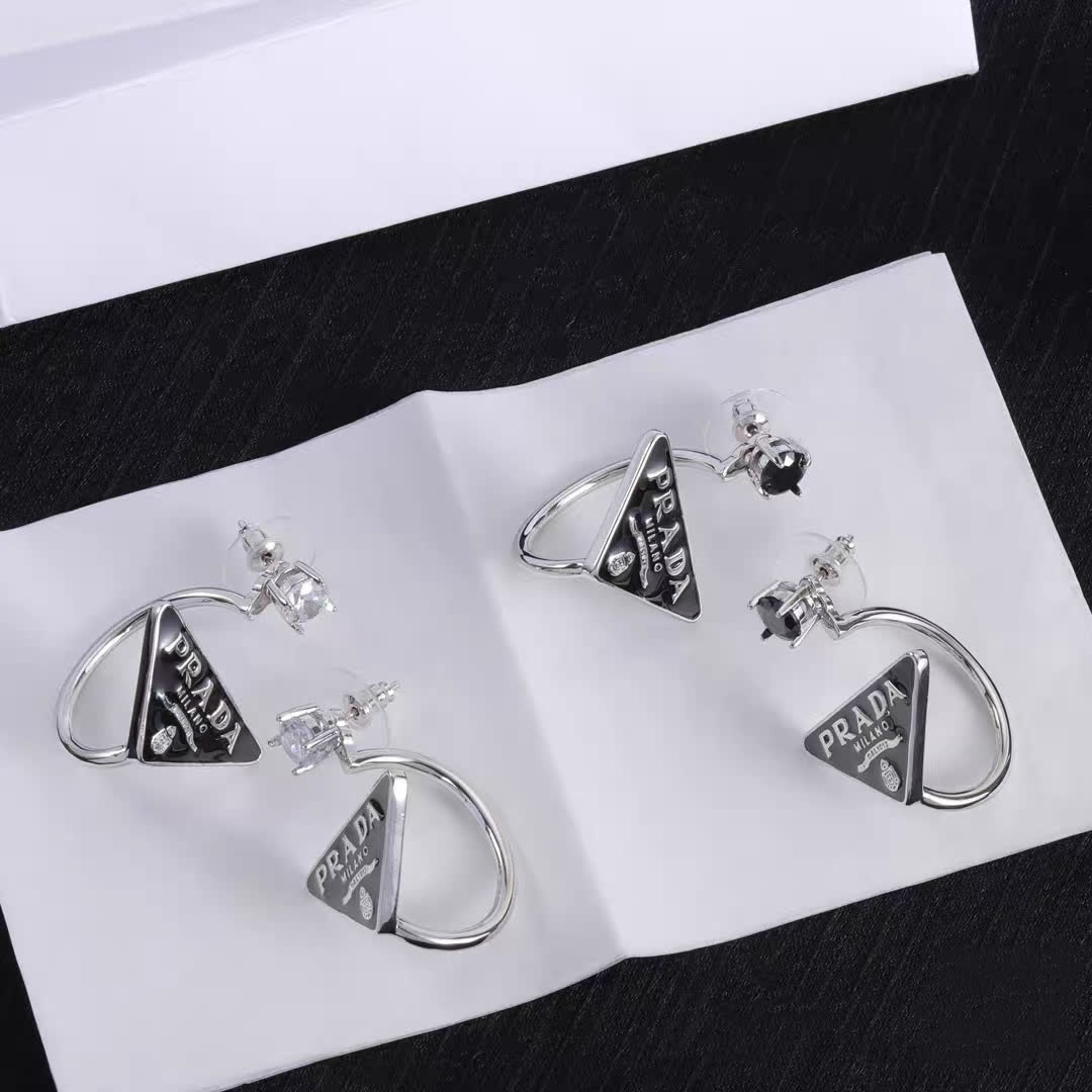 Prada Milano Logo Stud Earrings