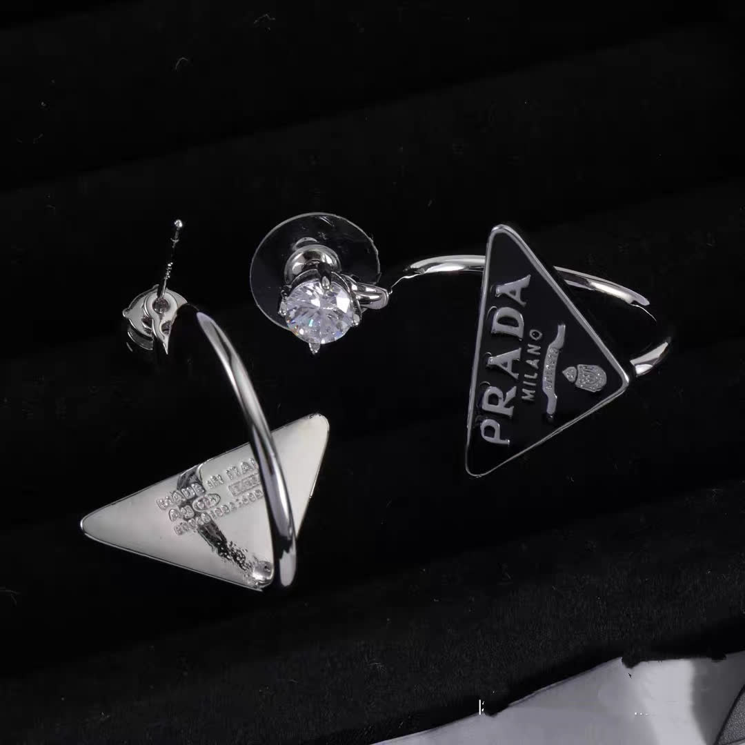 Prada Milano Logo Stud Earrings