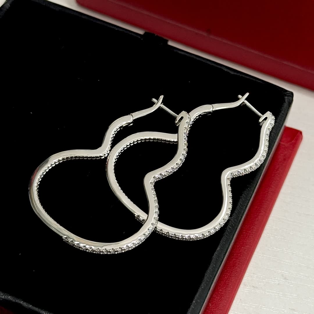 Qeelin Silver Hoop Earrings with Diamond Accents