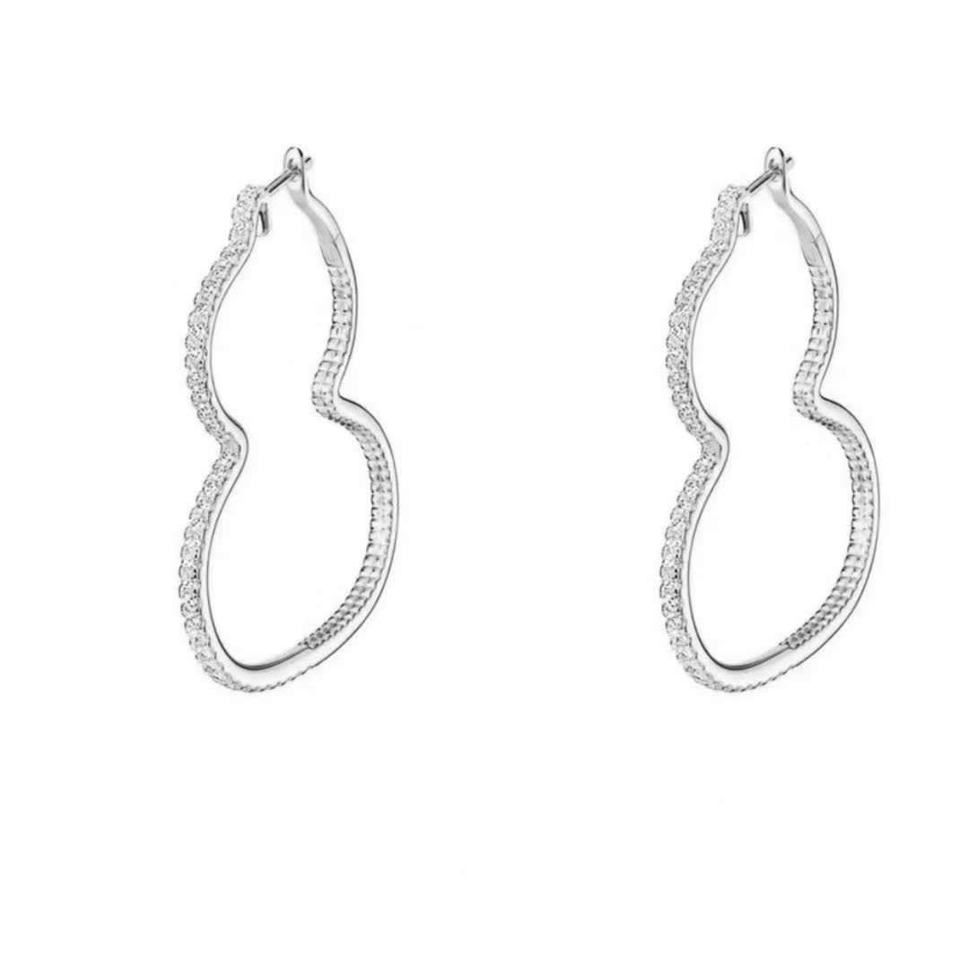 Qeelin Silver Hoop Earrings with Diamond Accents