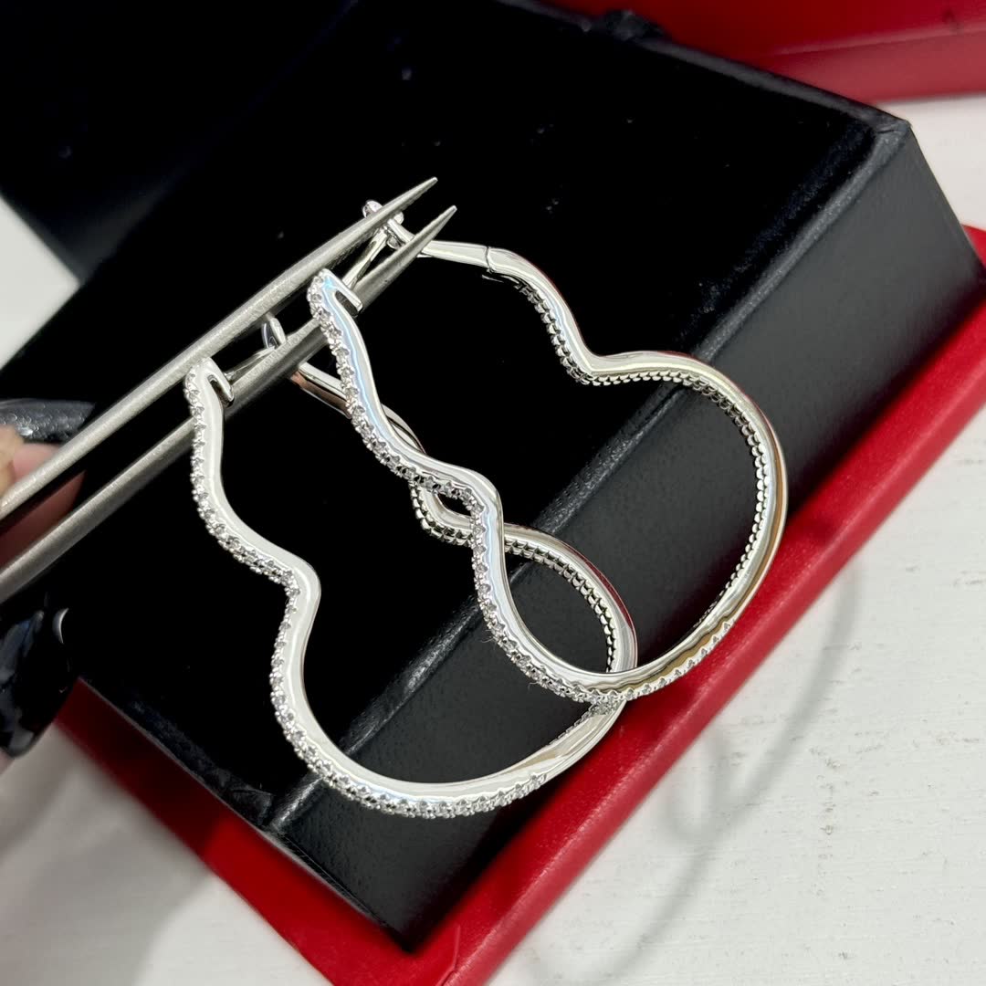 Qeelin Silver Hoop Earrings with Diamond Accents