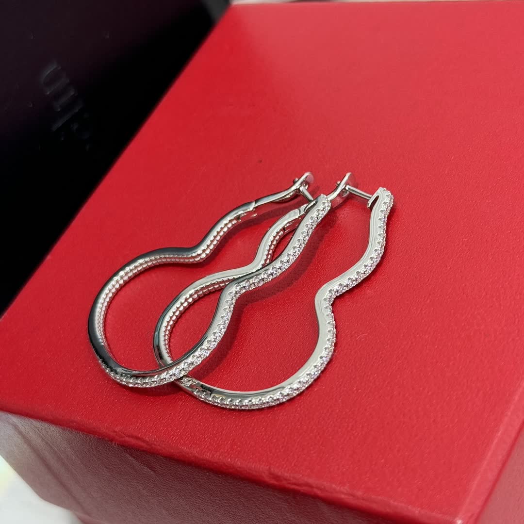 Qeelin Silver Hoop Earrings with Diamond Accents