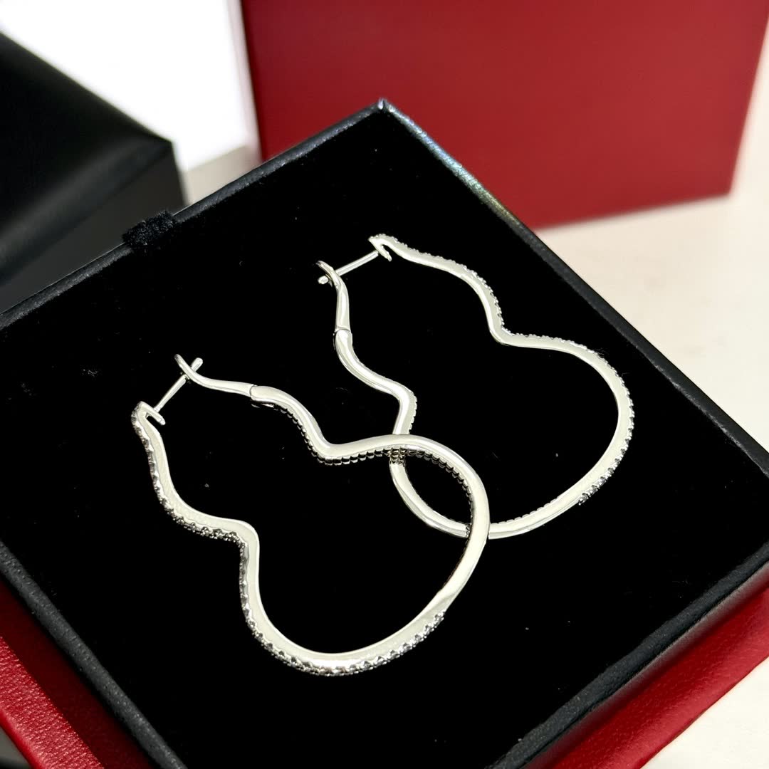 Qeelin Silver Hoop Earrings with Diamond Accents