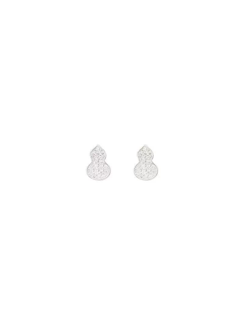 Qeelin Silver Crystal Stud Earrings