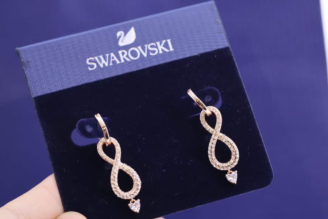 Swarovski Infinity Earrings with Crystal Heart Drop