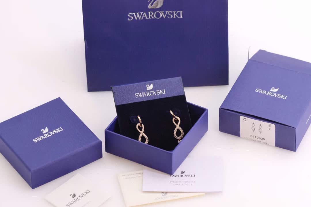 Swarovski Infinity Earrings with Crystal Heart Drop