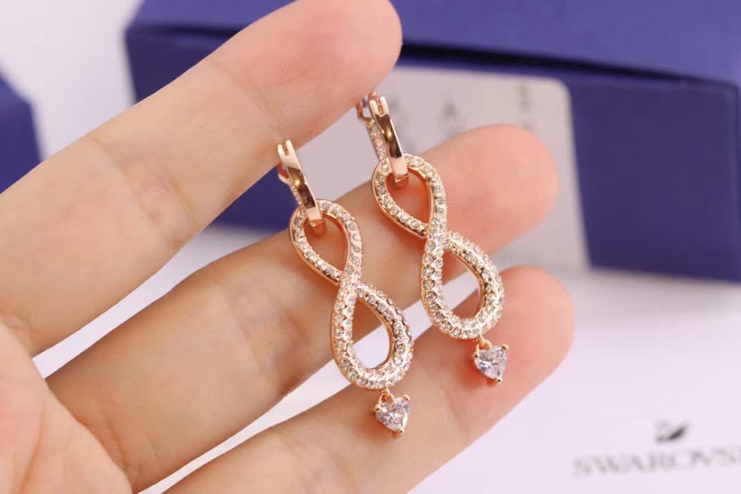 Swarovski Infinity Earrings with Crystal Heart Drop