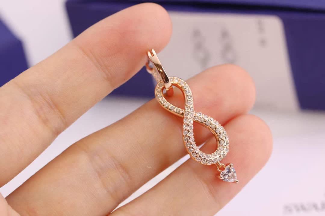 Swarovski Infinity Earrings with Crystal Heart Drop