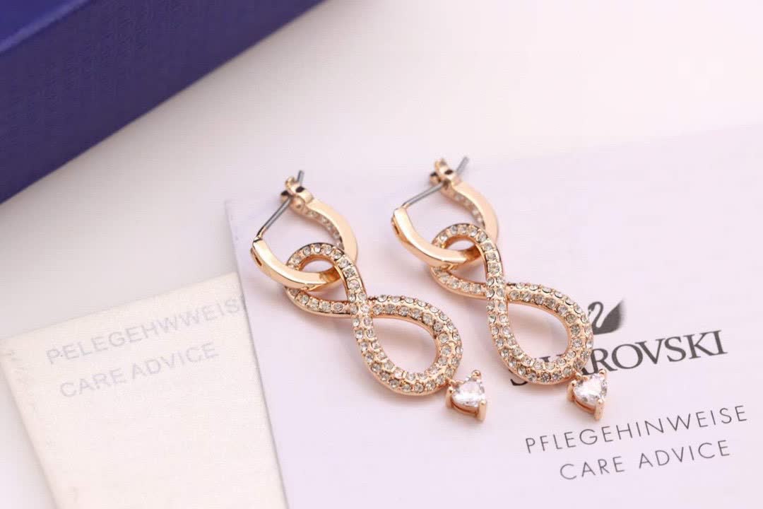 Swarovski Infinity Earrings with Crystal Heart Drop