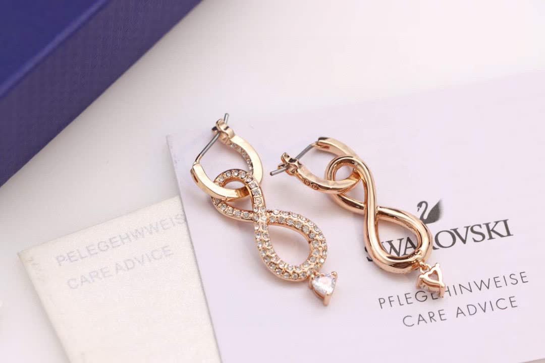 Swarovski Infinity Earrings with Crystal Heart Drop
