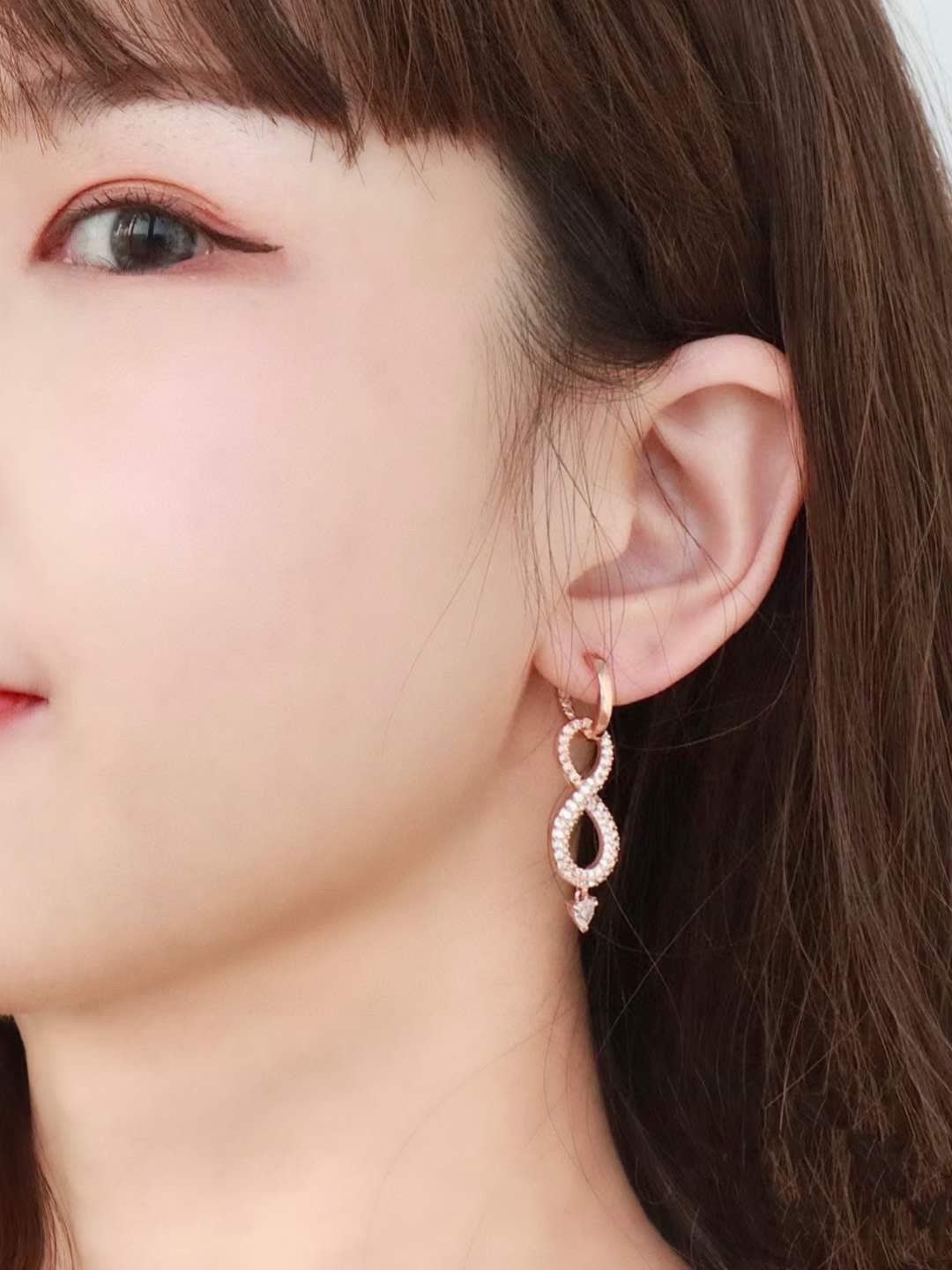 Swarovski Infinity Earrings with Crystal Heart Drop
