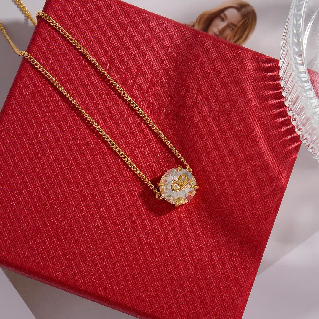 Valentino Earrings - Gold and Silver Chain with Crystal Embellishments