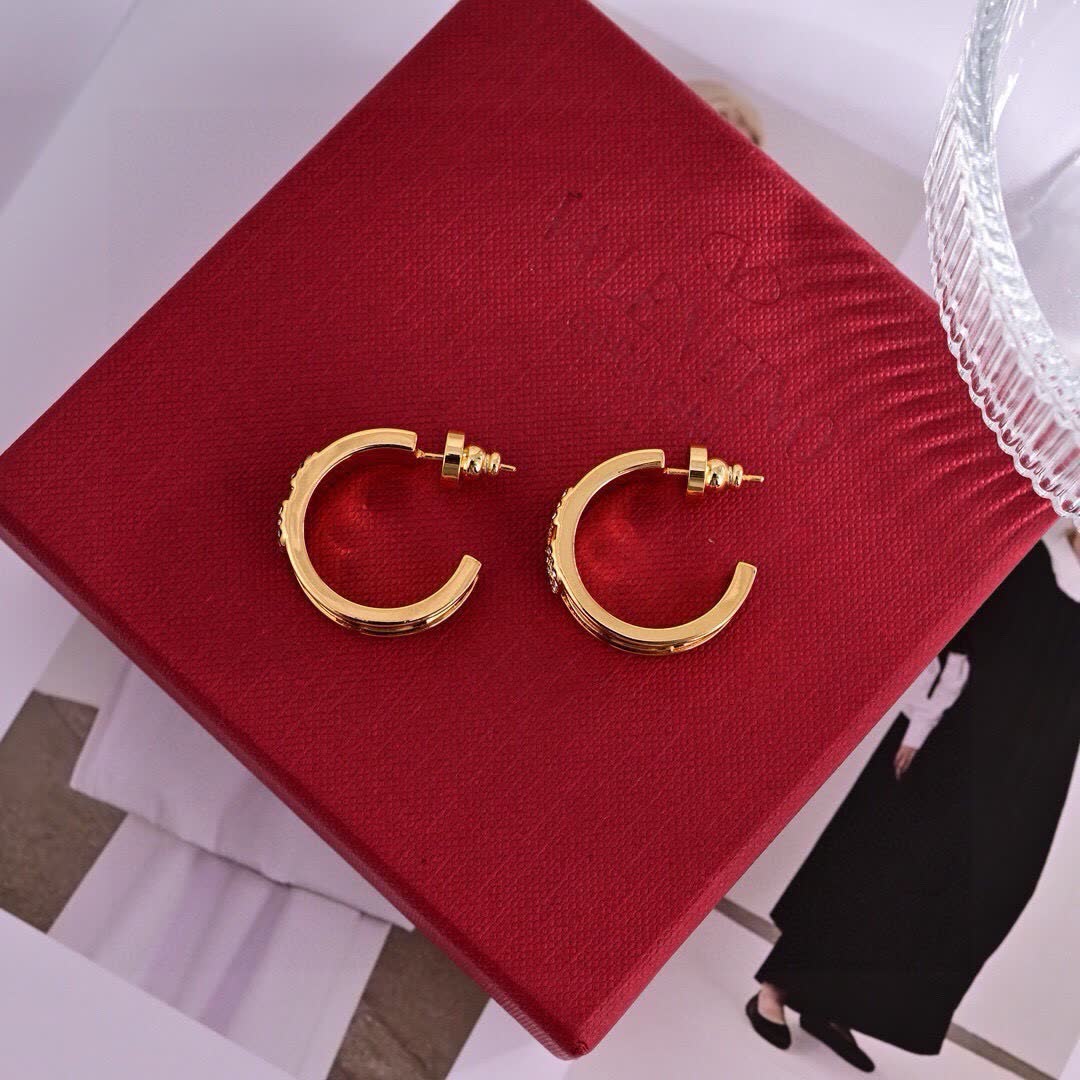 Valentino Gold Hoop Earrings with Rhinestones