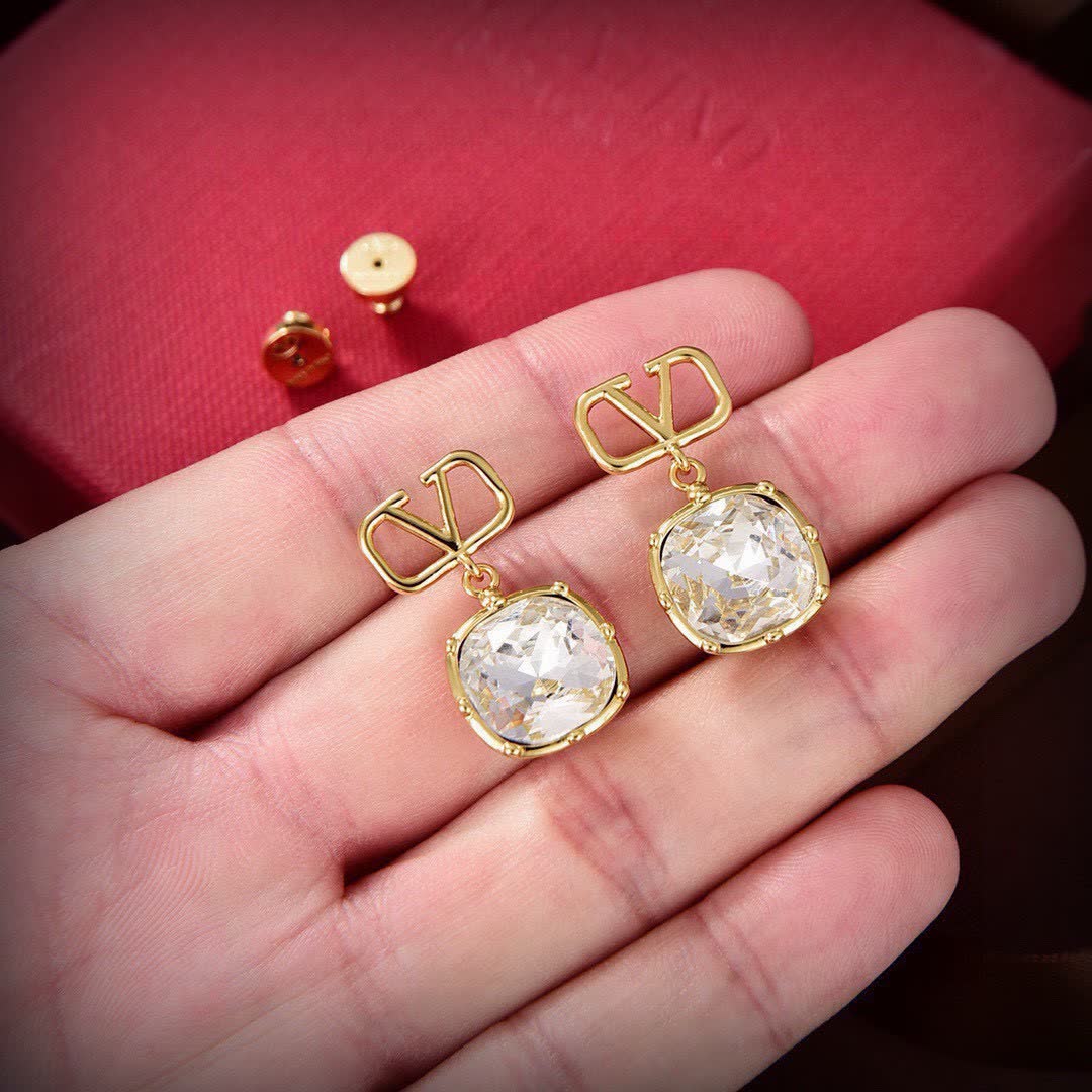Valentino Garavani VLOGO Signature Metal Crystal Earrings