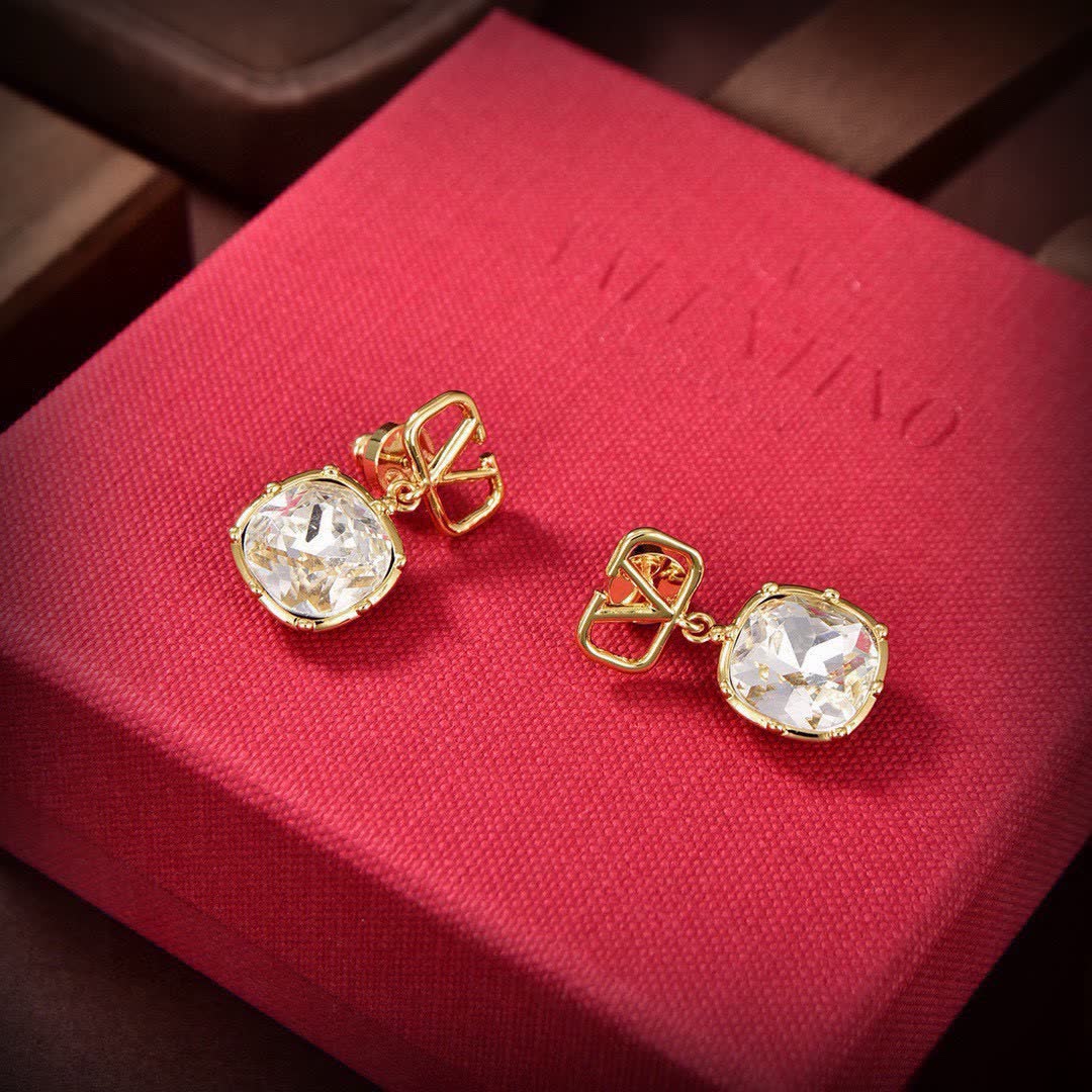 Valentino Garavani VLOGO Signature Metal Crystal Earrings