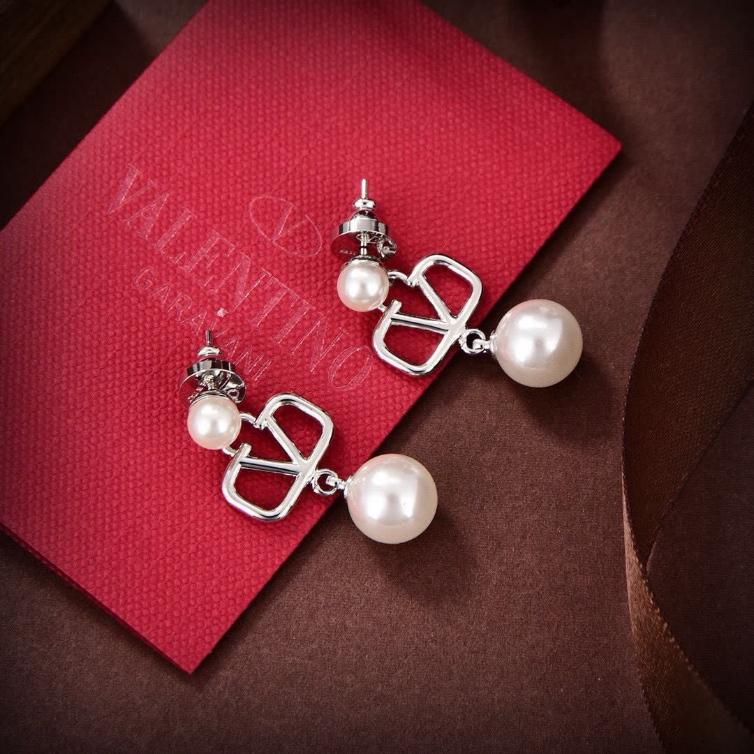 Valentino Garavani Silver and Pearl Earrings