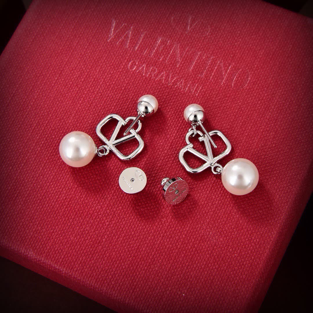 Valentino Garavani Silver and Pearl Earrings