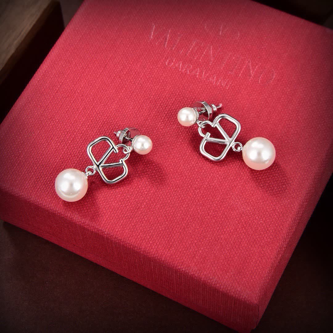 Valentino Garavani Silver and Pearl Earrings