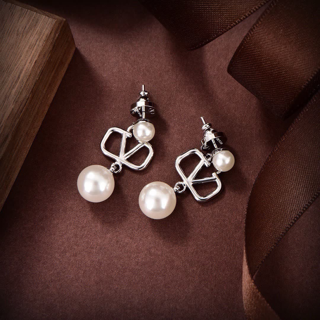 Valentino Garavani Silver and Pearl Earrings