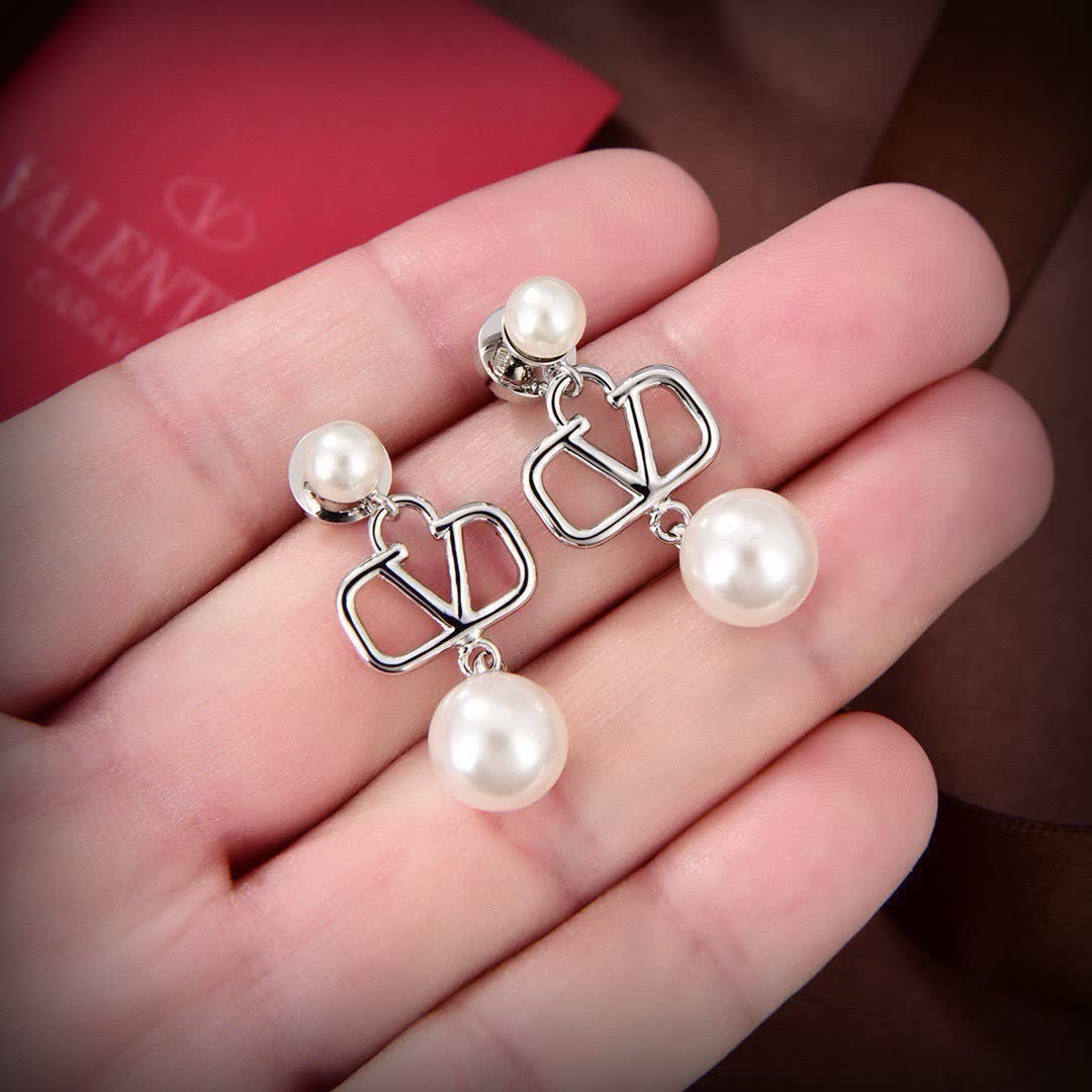Valentino Garavani Silver and Pearl Earrings