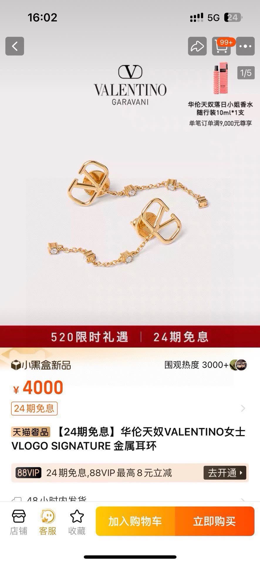 Valentino Garavani Logo Earrings