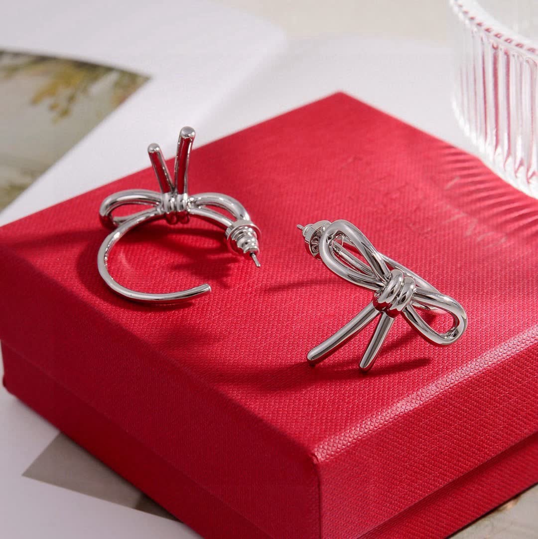 Valentino Silver Hoop Earrings with Knot Detail