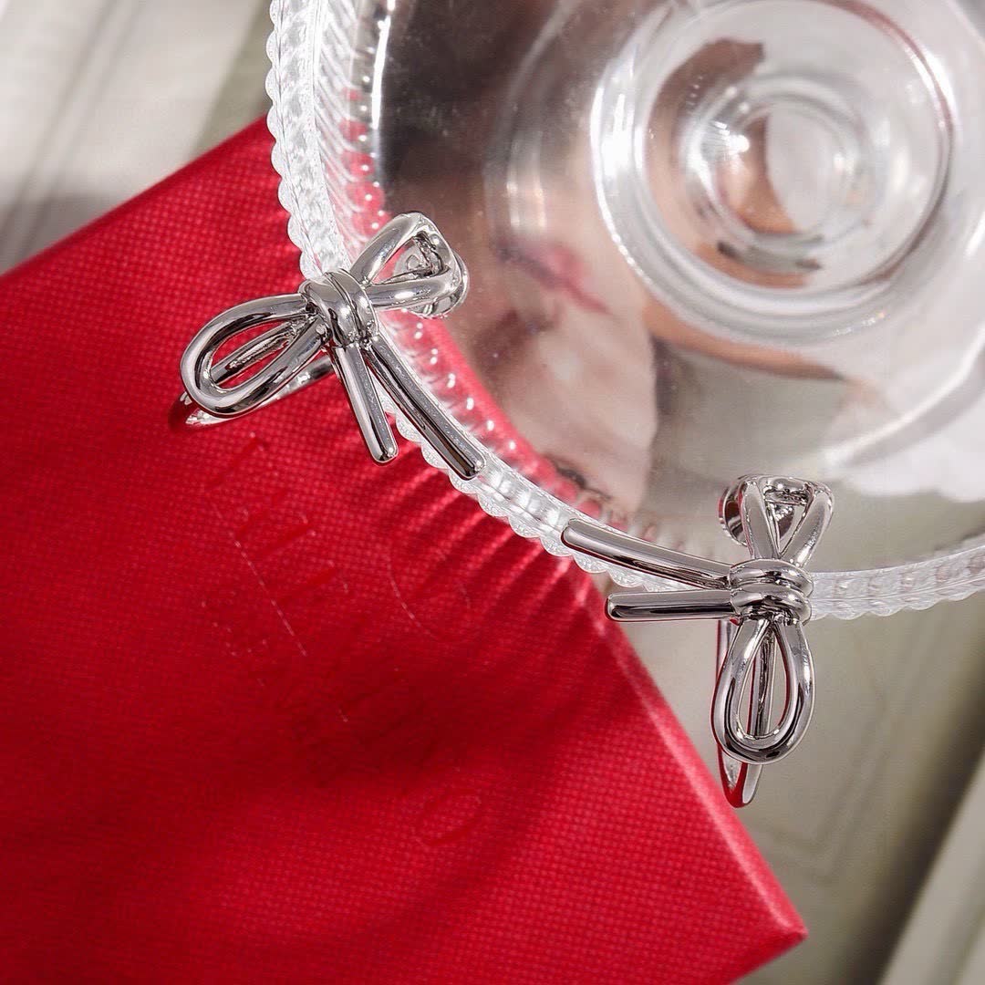 Valentino Silver Hoop Earrings with Knot Detail