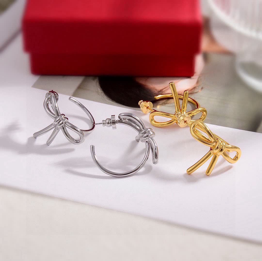 Valentino Silver Hoop Earrings with Knot Detail