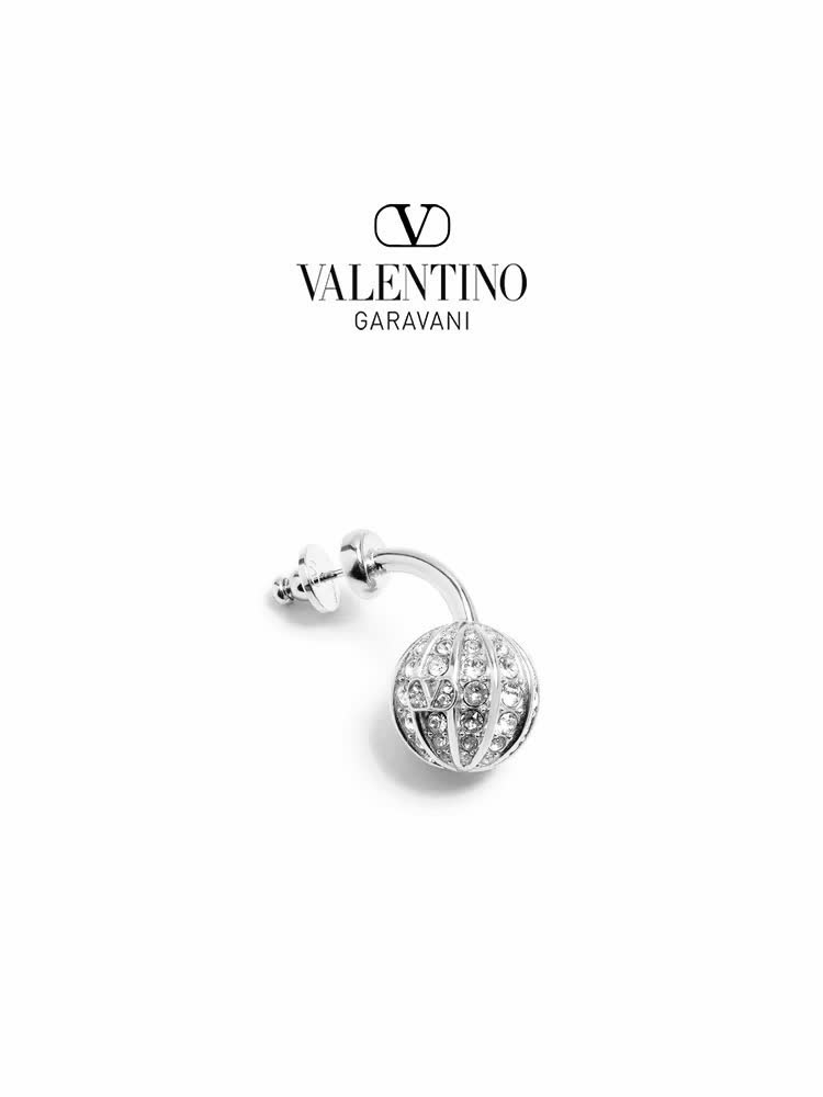 Valentino Garavani Sterling Silver Crystal Stud Earring