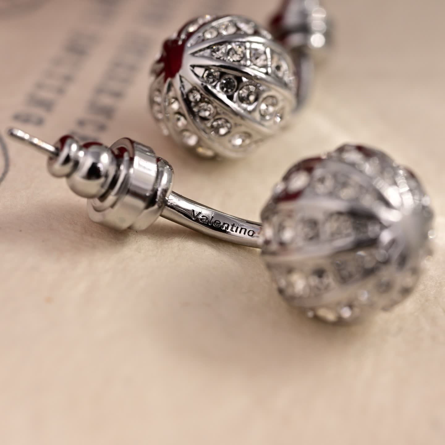 Valentino Garavani Sterling Silver Crystal Stud Earring