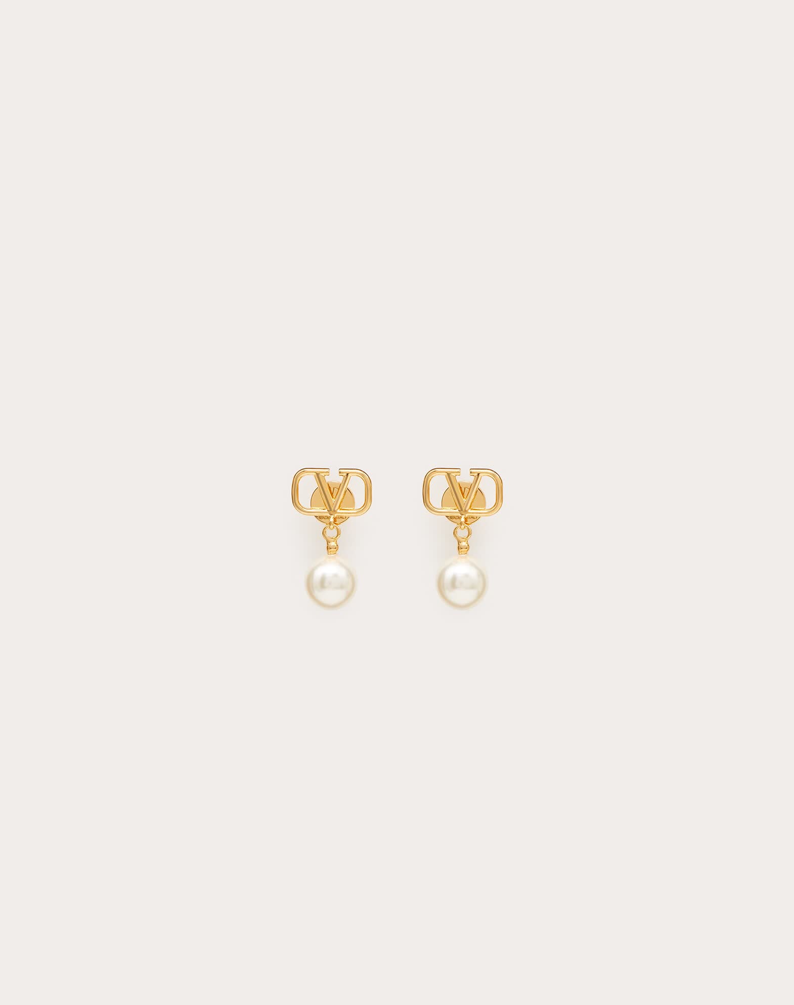 Valentino Dolce & Gabbana Gold Logo Pearl Drop Earrings
