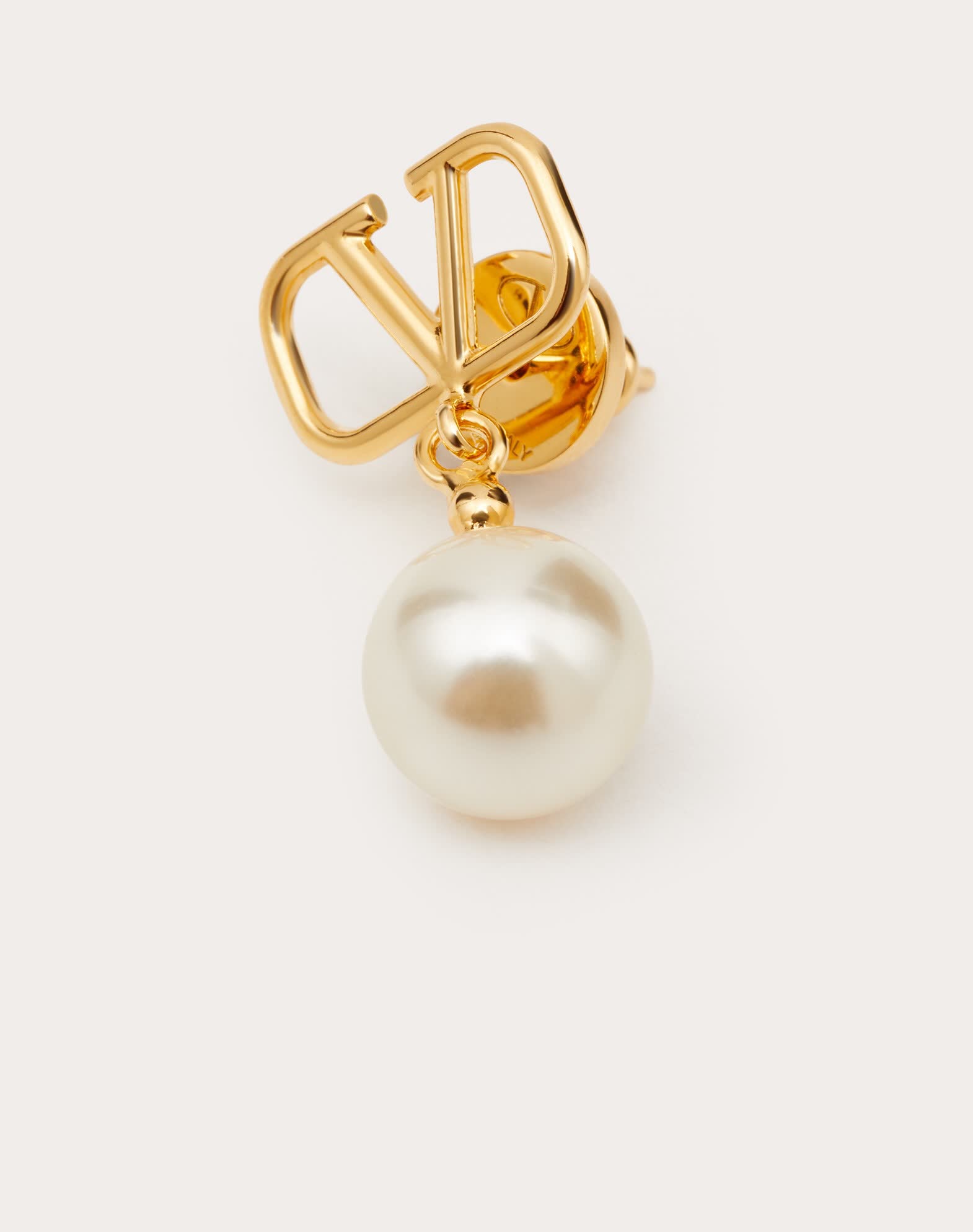 Valentino Dolce & Gabbana Gold Logo Pearl Drop Earrings