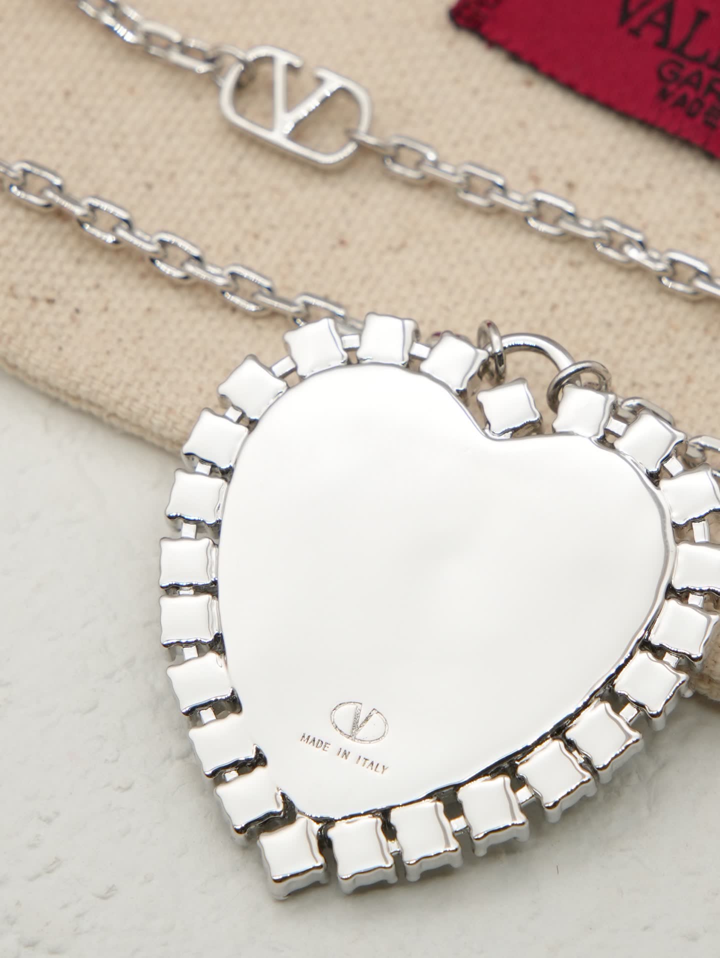 Valentino Heart-Shaped Earrings with Gemstone and Rhinestones
