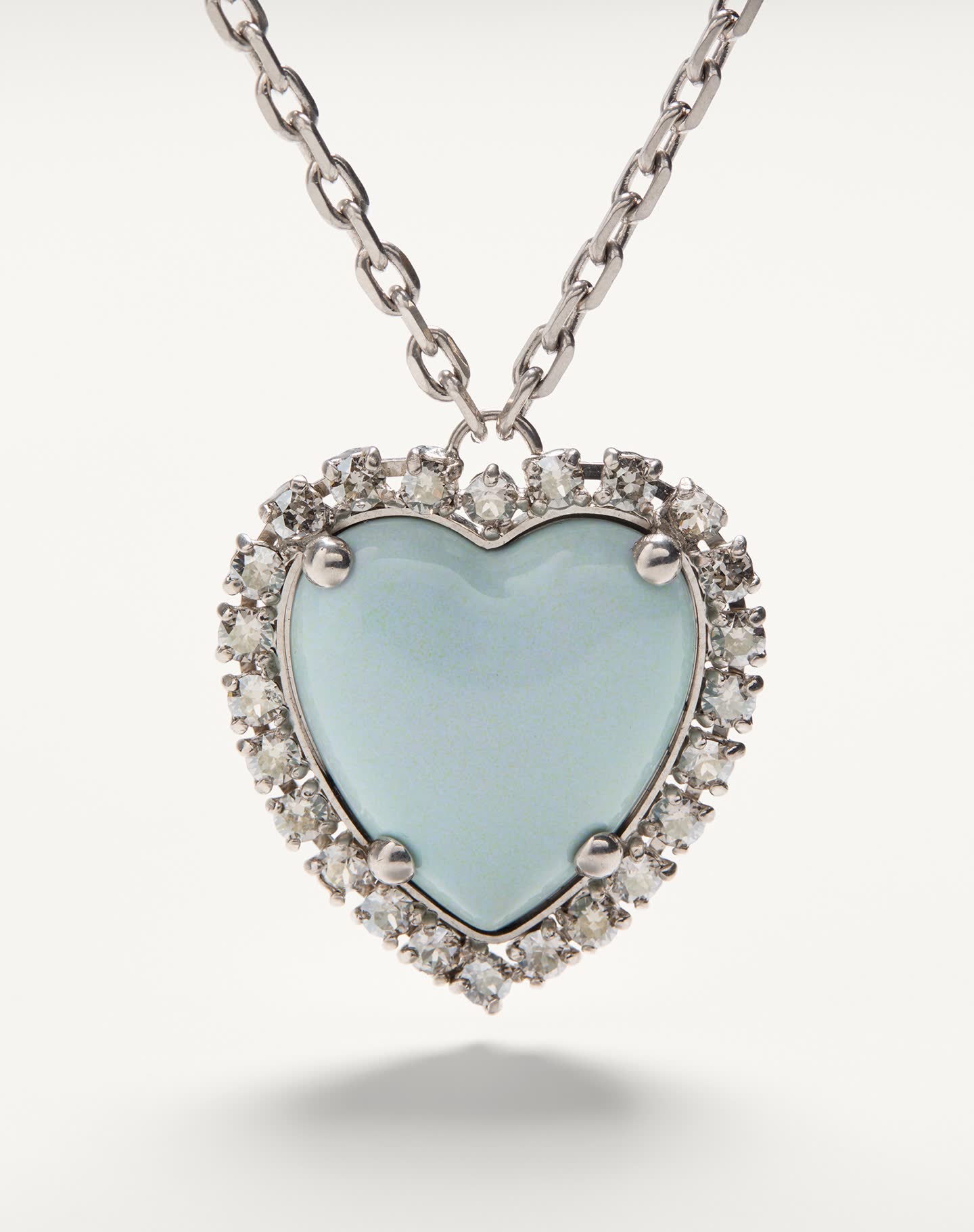 Valentino Heart-Shaped Earrings with Gemstone and Rhinestones
