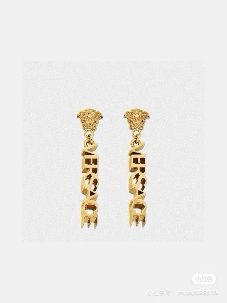 Versace Gold Logo Earrings