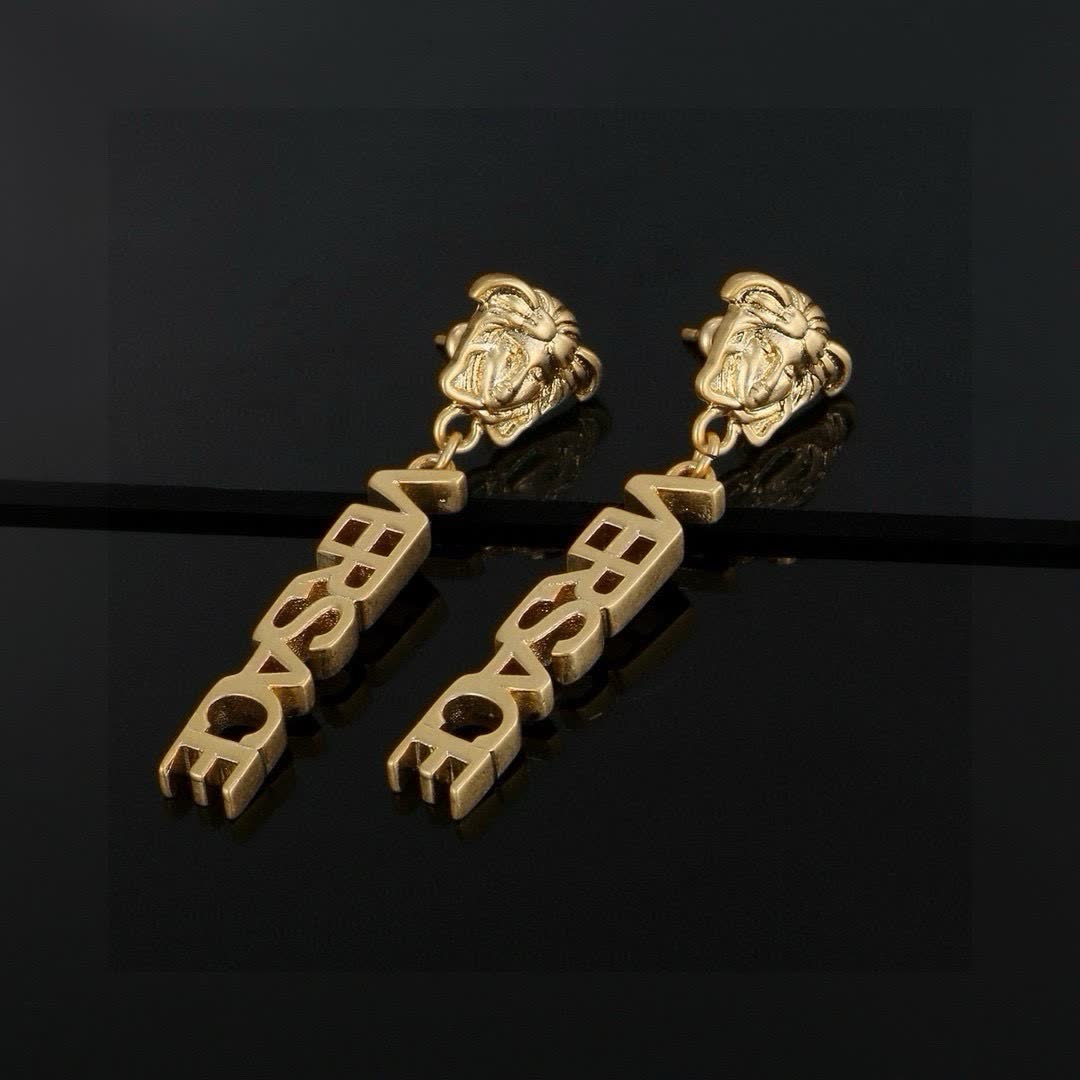 Versace Gold Logo Earrings